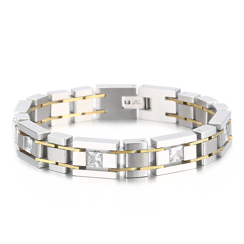 Fashion Birthday Gift With Diamonds Titanium Bracelet For Men Fashion Birthday Gift With Diamonds Titanium Bracelet For Men