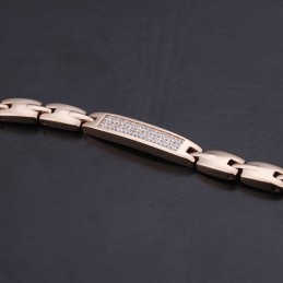 Fashion Germanium Stone With Diamonds Couple Titanium Bracelet