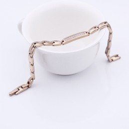 Fashion Germanium Stone With Diamonds Couple Titanium Bracelet