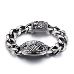 Fashion Cross With Zirconia Curved Titanium Bracelet For Men