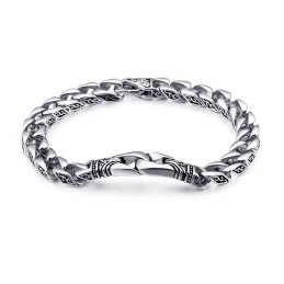 Fashion Hand-Holding Floral Titanium Bracelet For Men