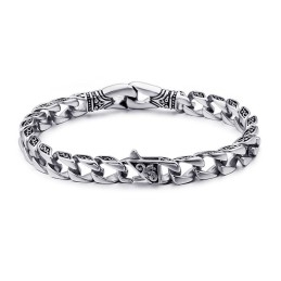 Fashion Hand-Holding Floral Titanium Bracelet For Men