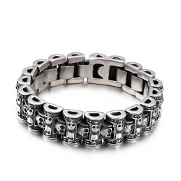 Exaggerated Skull Biker Titanium Bracelet For Men