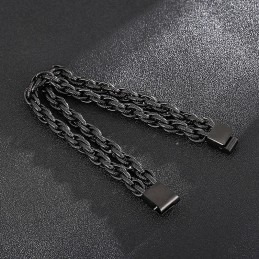 Fashion Black Plated Double Titanium Men's Bracelet