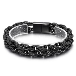 Fashion Black Plated Double Titanium Men's Bracelet