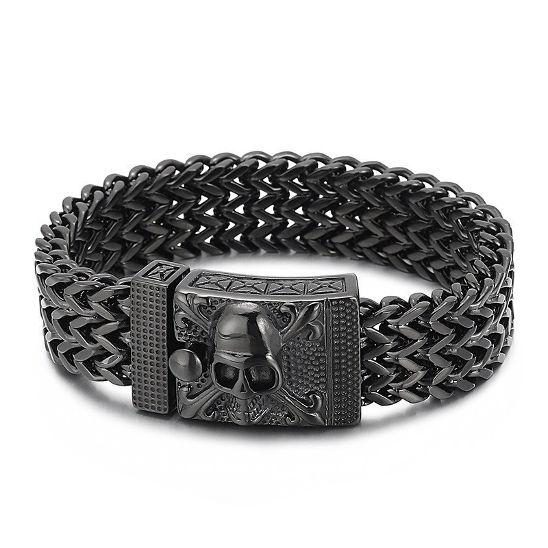 Hip-Hop Skull Titanium Bracelet For Men
