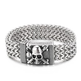 Hip-Hop Skull Titanium Bracelet For Men