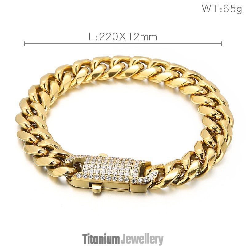 Hip Hop Style Studded Titanium Bracelet For Men Hip Hop Style Studded Titanium Bracelet For Men