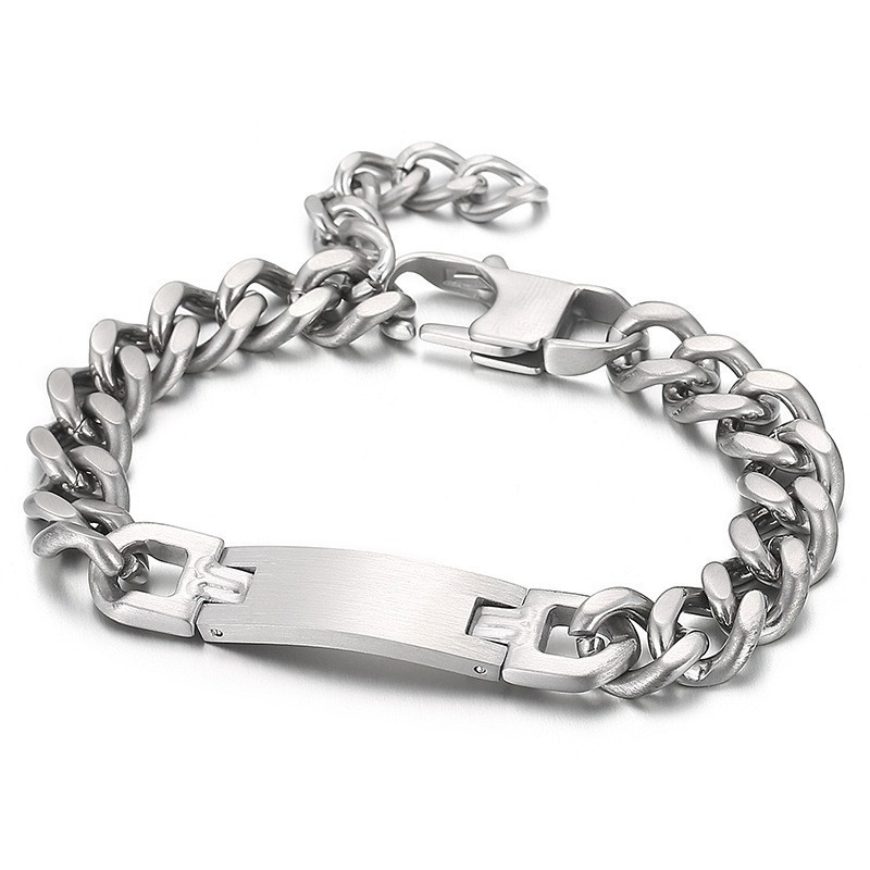 Fashion Curved Brand With Tail Chain Titanium Bracelet For Men