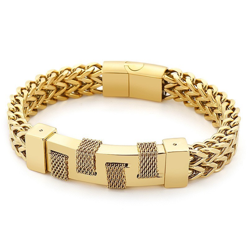 Fashion Street Curved Brand Woven Titanium Bracelet For Men