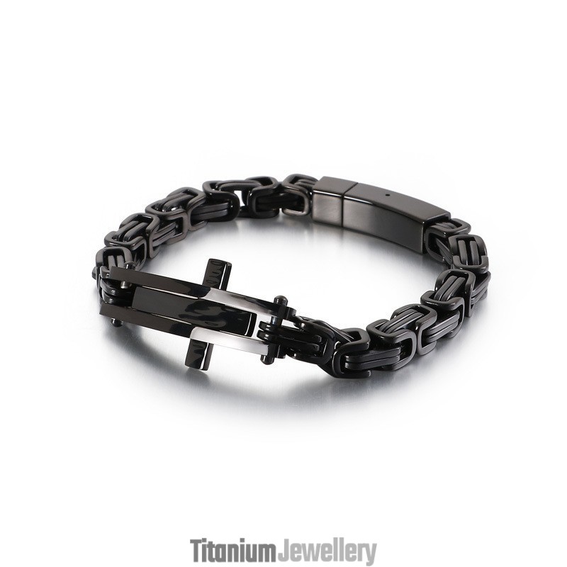 Cool Cross Bend Hip-Hop Titanium Bracelet For Men