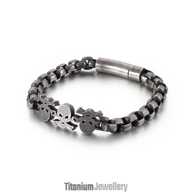 Fashion Street Style Hip-Hop Skull Men's Titanium Bracelet