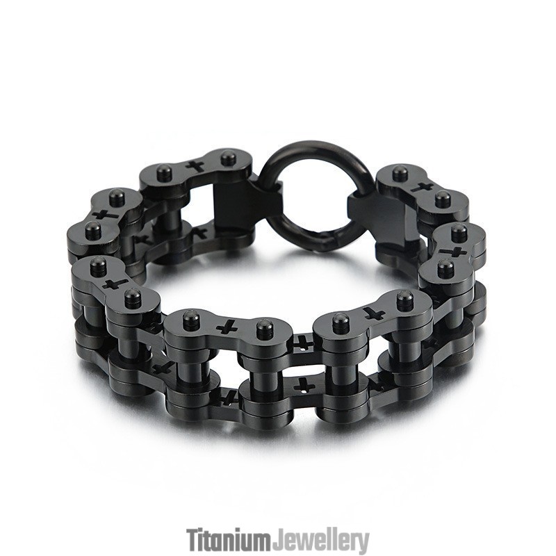 Rock Hip Hop Hollow Cross Titanium Men's Bicycle Bracelet