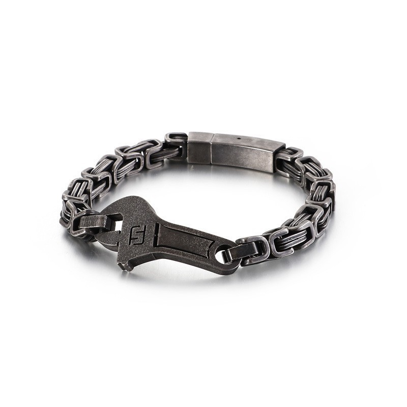 Cool Wrench Back To The Curved Plate Men's Titanium Bracelet