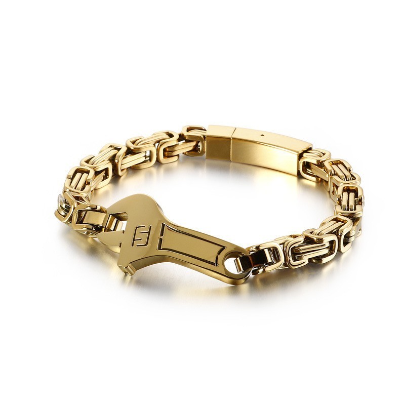 Cool Wrench Back Type Curved Plate Men's Titanium Bracelet Cool Wrench Back Type Curved Plate Men's Titanium Bracelet