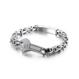 Cool Wrench Back Type Curved Plate Men's Titanium Bracelet