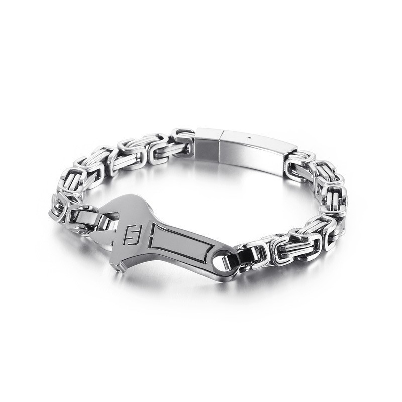 Cool Wrench Back Type Curved Plate Men's Titanium Bracelet Cool Wrench Back Type Curved Plate Men's Titanium Bracelet