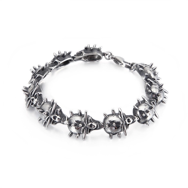 Exaggerated Chic Circle Skull Men's Titanium Bracelet Exaggerated Chic Circle Skull Men's Titanium Bracelet