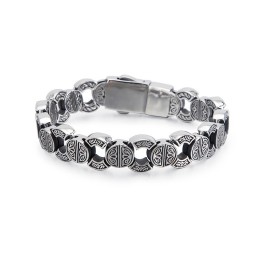 Men's Titanium Bracelet With Skull And Crossbones