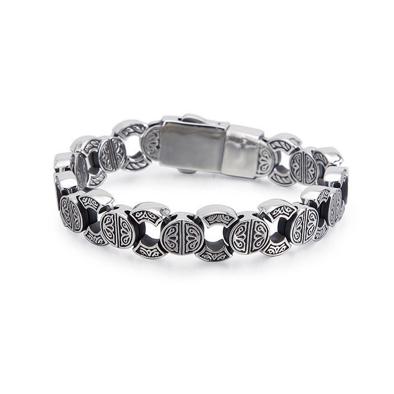 Men's Titanium Bracelet With Skull And Crossbones