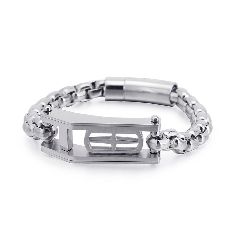 Rock Hip-Hop Cross Hollow Square Men's Titanium Bracelet Rock Hip-Hop Cross Hollow Square Men's Titanium Bracelet
