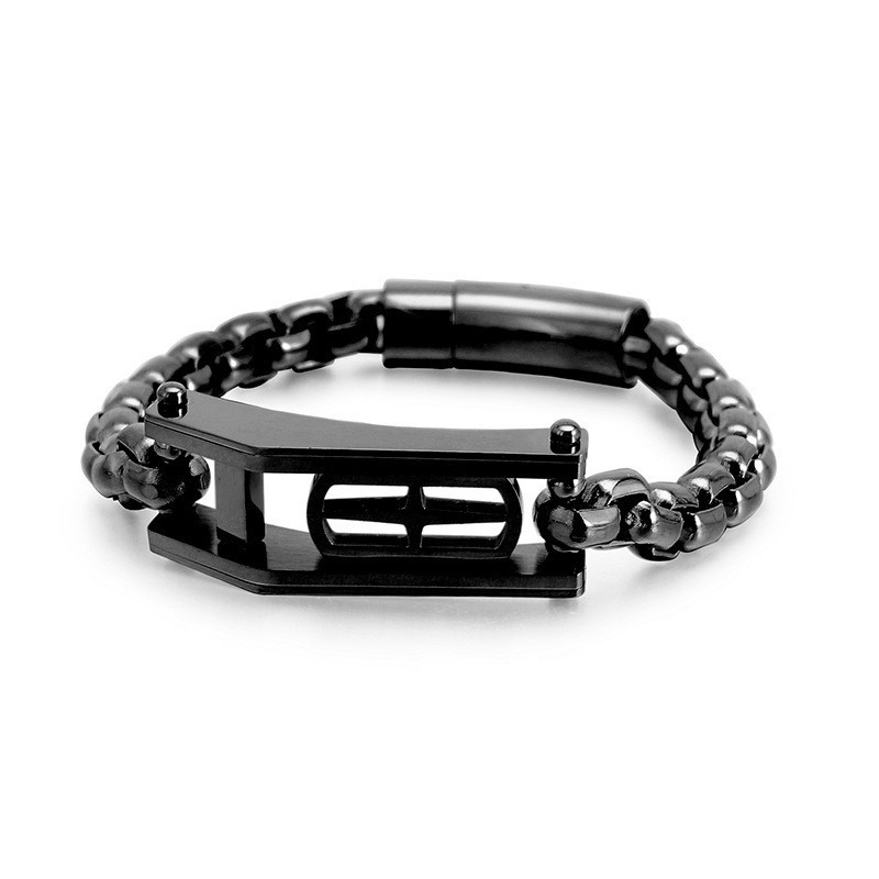 Rock Hip-Hop Cross Hollow Square Men's Titanium Bracelet