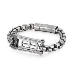 Cross Hollow Square Men's Titanium Bracelet