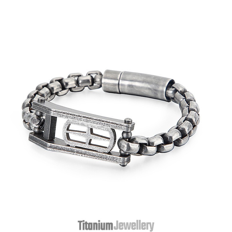Cross Hollow Square Men's Titanium Bracelet Cross Hollow Square Men's Titanium Bracelet