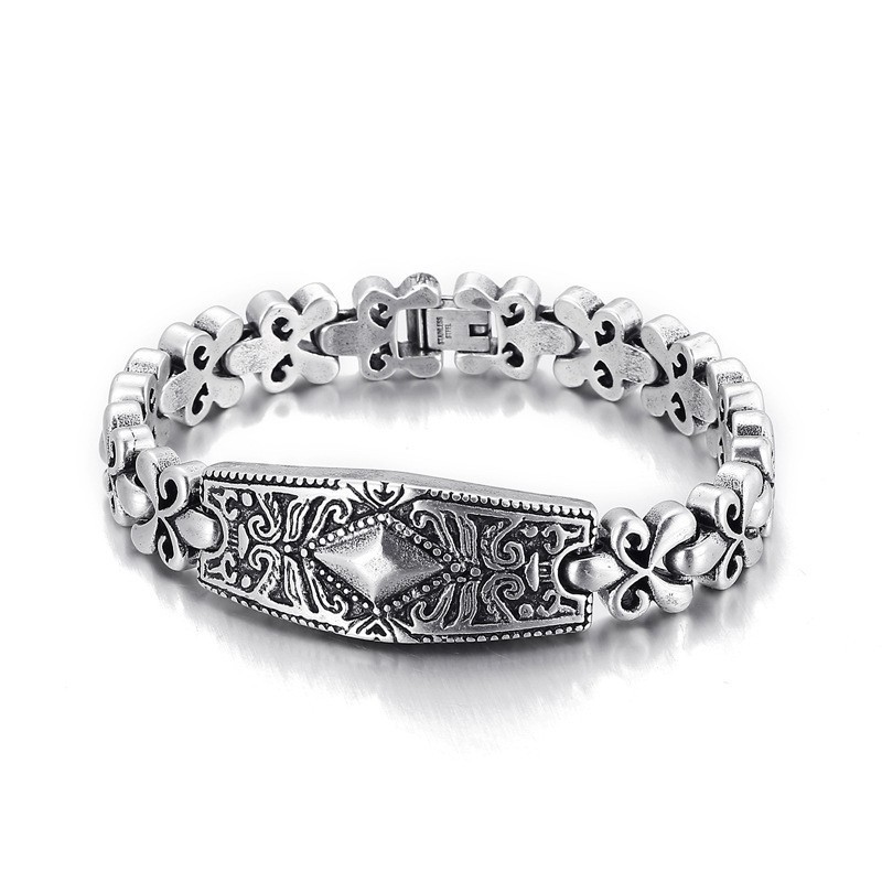 Fashion Flower Bay Brand Diamond-Shaped Titanium Bracelet For Men Fashion Flower Bay Brand Diamond-Shaped Titanium Bracelet For Men