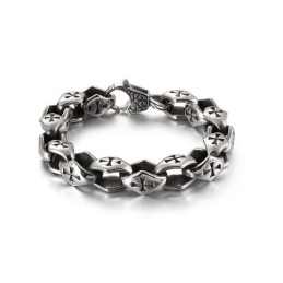 Cross Hollow Men's Titanium Bracelet