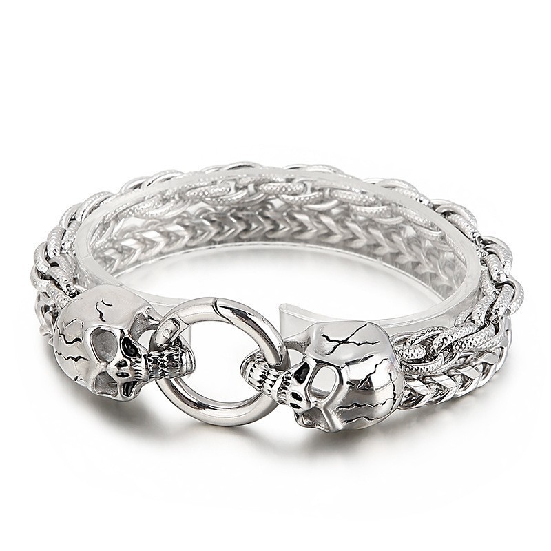 Cool Fashion Chic Style Skull Titanium Bracelet For Men Cool Fashion Chic Style Skull Titanium Bracelet For Men