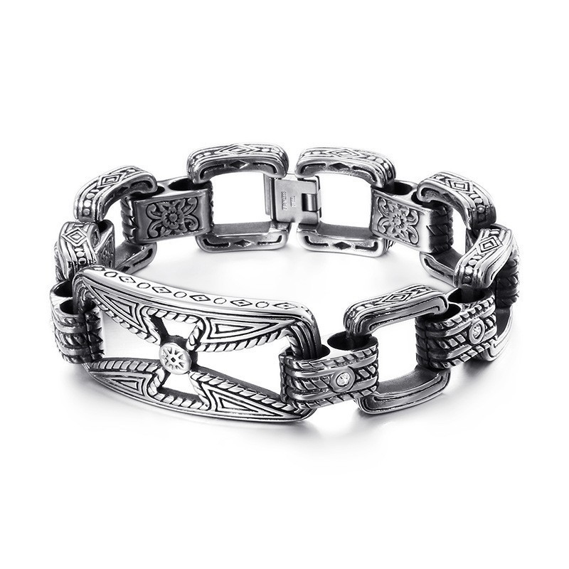 Cool Cross Floral Hollow Titanium Bracelet For Men Cool Cross Floral Hollow Titanium Bracelet For Men