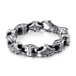 Cool Cross Floral Openwork Titanium Bracelet For Men
