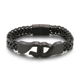 Cross Hook Titanium Men's Bracelet With Accessories