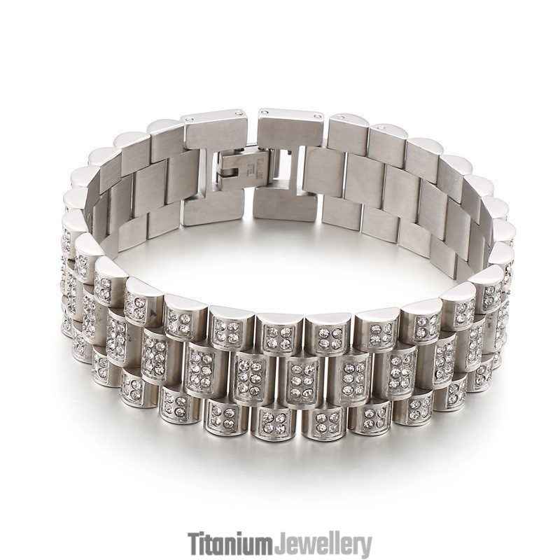 American Hiphop Tank Diamond Men's Hip Hop Titanium Bracelet American Hiphop Tank Diamond Men's Hip Hop Titanium Bracelet