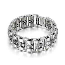 Cool Men's Wolf Head Biker Titanium Bracelet