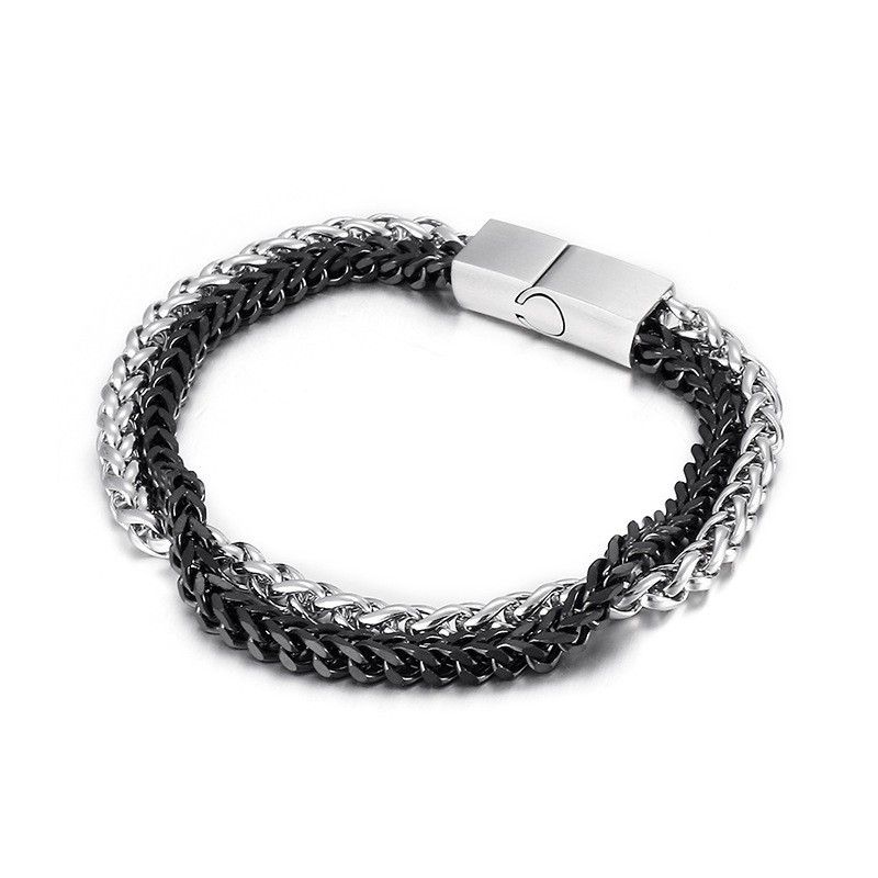 Fashion Cool Chic Men's Double Layer Titanium Bracelet