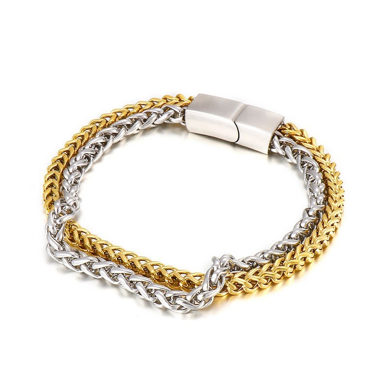 Fashion Cool Chic Double Layer Men's Titanium Bracelet