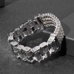 Popular All Steel Biker Strap Men's Titanium Bracelet