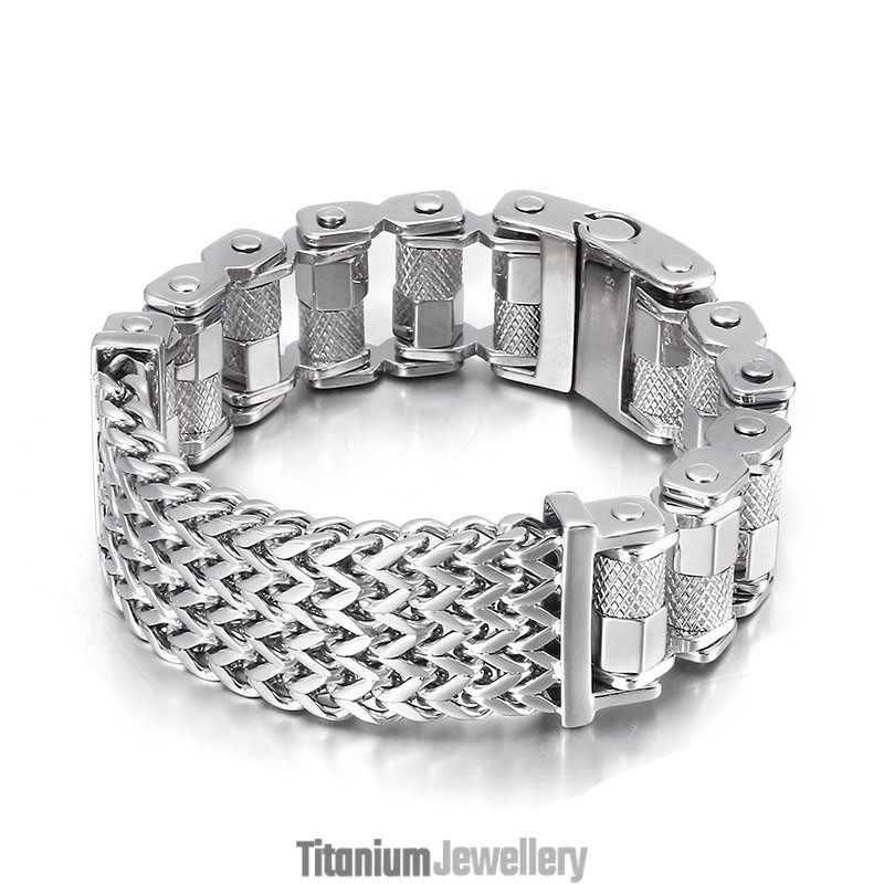 Popular All Steel Biker Strap Men's Titanium Bracelet Popular All Steel Biker Strap Men's Titanium Bracelet