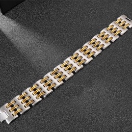 Fashion Men's Titanium Bracelet With Gold Interlocking