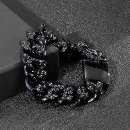 Cool Double Skull Men's Titanium Bracelet