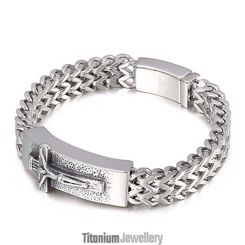 Hip Hop Cross Men's Titanium Bracelet Hip Hop Cross Men's Titanium Bracelet