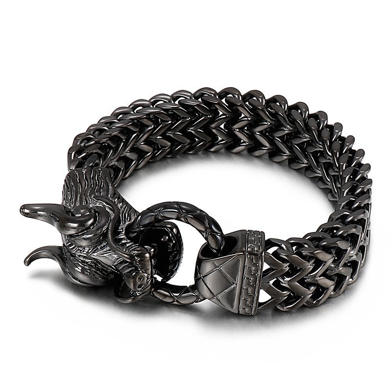 New Cool Men's Titanium Bracelet With Dragon Head