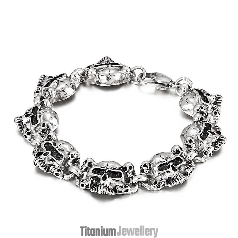 Popular Fashion Skull Head Ghost Head Men's Titanium Bracelet Popular Fashion Skull Head Ghost Head Men's Titanium Bracelet