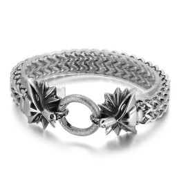 Popular Cool Double Animal Head Braided Titanium Bracelet For Men