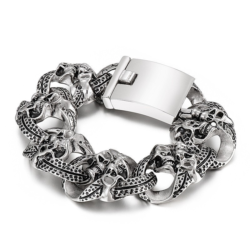 Popular Cool Skull Men's Titanium Bracelet Popular Cool Skull Men's Titanium Bracelet