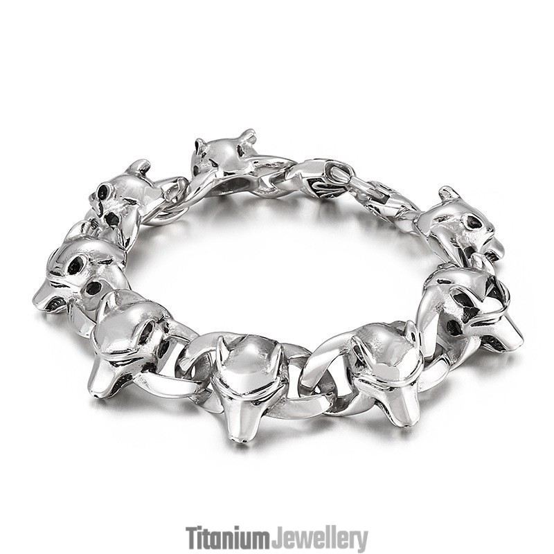 Popular Animal Head Men's Titanium Bracelet Popular Animal Head Men's Titanium Bracelet