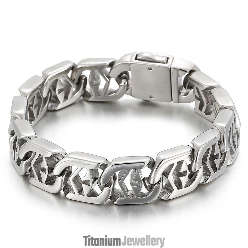 Cross Hollow Chic Style Men's Titanium Bracelet