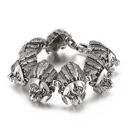 Cool General Warrior Head Titanium Bracelet For Men